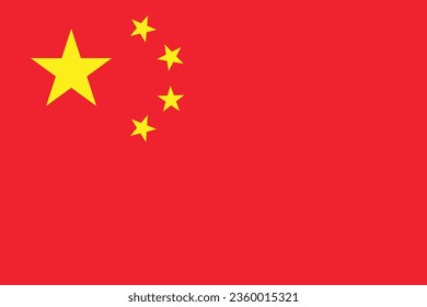Flag of China. The official ratio. Flag icon. Standard color. Standard size. A rectangular flag. Computer digital vector illustration.
