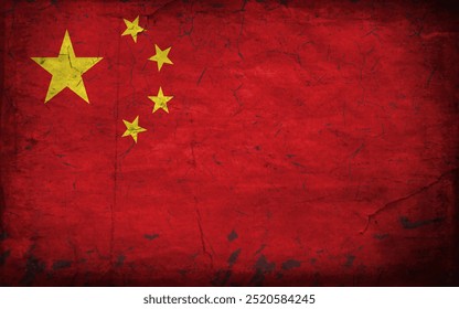 Bandeira da China. Bandeira antiga fechada. Ilustração vetorial.