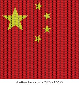 Flag of China on a braided rop.