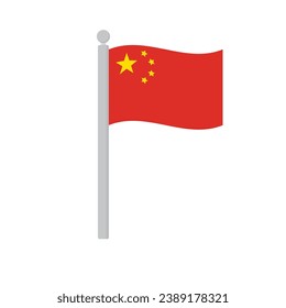 Flag of China on flagpole isolated