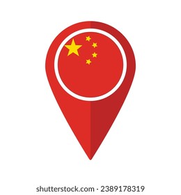 Flag of China flag on map pinpoint icon isolated red color