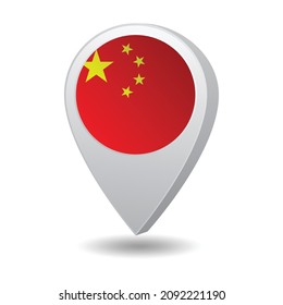 Flag of China on marker map. Vector illustration
