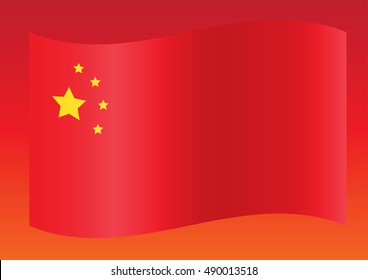 Flag of China on the red background