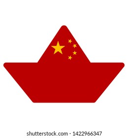 Flag of China paper boat shape - Vector