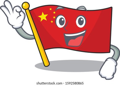 Flag china Scroll mascot design making an Okay gesture