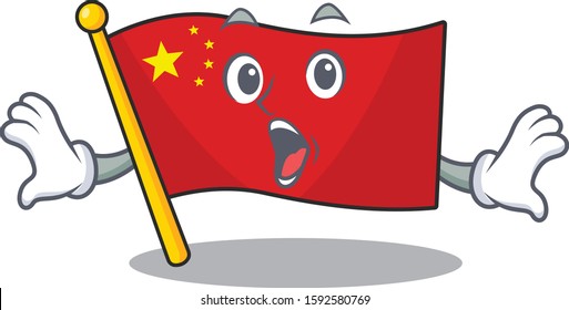 Flag china Scroll Surprised gesture on cartoon character style