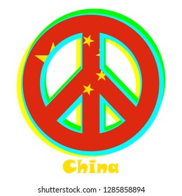 Flag of China as a sign of pacifism, which stands for peace and love