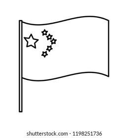 flag of china in stick isolated icon