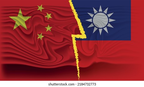 Bandera de china y taiwán, posible vectores de guerra de china y taiwán e ilustración