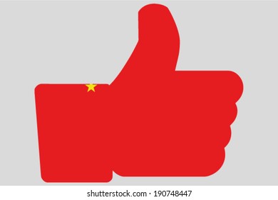 The flag of China in a Thumbs Up Icon