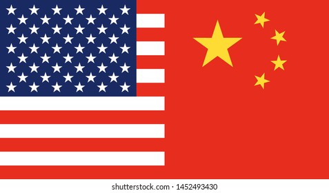 Flag of China and Flag of United states vector