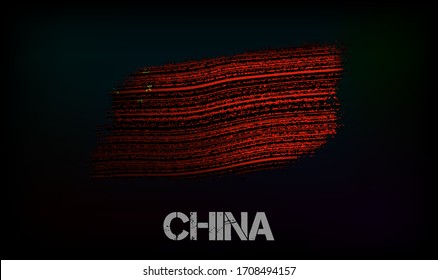 Bandera de China. Ilustración vectorial en estilo grunge con grietas y abrasiones. Buena imagen para imprimir