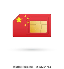 Flag of China. Vector illustration of SIM Card with flag on white background