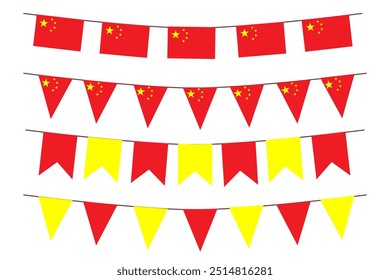 Ilustración vectorial de textura de seda brillante 300dpi con efecto de Gradientes 3D. Marco de frontera de fondo de bandera china aislado.