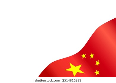 Flag of China waving 3D gradients effect shiny silk texture vector illustration 300dpi. Chinese flag background border frame isolated.