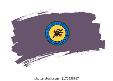 Bandera de una Nación de Choctaw, Estados Unidos. Un concepto de pincel de banner nativo americano. Ilustración horizontal vectorial aislada en fondo blanco.  