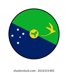 Flag of Christmas Island. Black edge. Christmas Island circle flag logo icon computer vector illustration design.