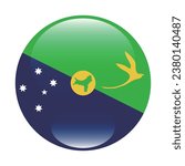 Flag of Christmas Island. Button flag icon. Standard color. Circle icon flag. 3d illustration. Computer illustration. Digital illustration. Vector illustration.