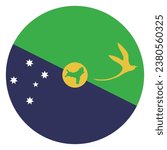 Flag of Christmas Island. Button flag icon. Standard color. Circle icon flag. Computer illustration. Digital illustration. Vector illustration.