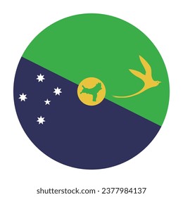 Flag of Christmas Island. Button flag icon. Standard color. Circle icon flag. Computer illustration. Digital illustration. Vector illustration.