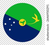 Flag of Christmas Island. Christmas Island circle flag logo icon computer vector illustration design. Checkerboard background.