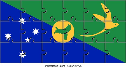 flag of christmas island , made with jigsaw puzzle pieces