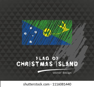 Flag of Christmas Island, vector pen illustration on black background