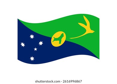 Flag of Christmas Island. Christmas Island wavy flag digital vector illustration.