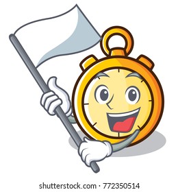 With flag chronometer character cartoon style