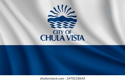 Flag of Chula Vista, California, USA. Realistic waving flag vector background.