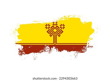 Flag of Chuvashia country with hand drawn brush stroke vector illustration