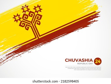 Flag of Chuvashia with creative painted brush stroke texture background