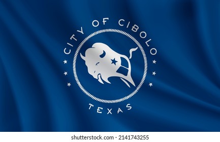 Flagge von Cibolo, Texas, USA. Realistische schwenkende Fahne auf Cibolo-Vektorhintergrund.