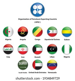 Flag Circle Icon Organization Of The Petroleum Exporting Countries.