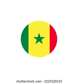 diseño de estilo plano de icono de círculo Senegal.  ilustración del vector Senegal del círculo de la bandera. aislado de fondo blanco.