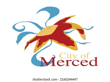 The flag of the city of Merced California USA