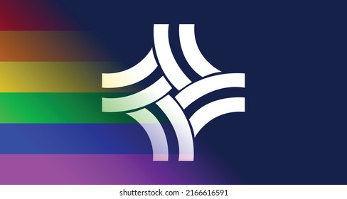 The flag of the city of Thornton in Colorado USA faded with the LGBT rainbow flag
