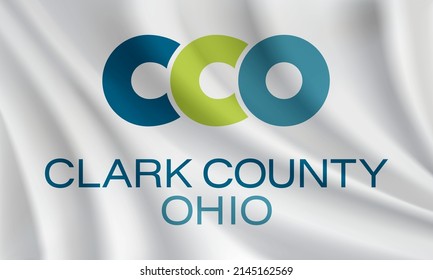 Flag Of Clark County, Ohio, USA. Realistic Waving Flag Of Clark County Vector Background.