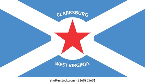 Flag of Clarksburg - West Virginia - United States emblem graphic element Illustration template design
