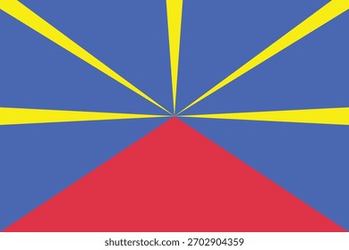 Bandera Reunión, Ilustración vectorial de líneas limpias con colores ligeramente suaves, proporciones 2 por 3