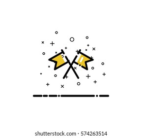 Flag cloud icon. Single high quality outline symbol for web design or mobile app. Thin line sign for design logo. Black outline pictogram on white background