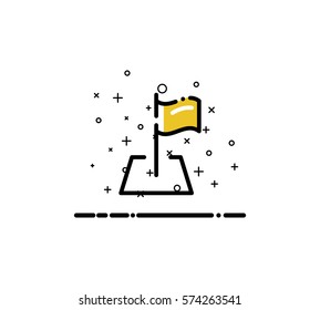 Flag cloud icon. Single high quality outline symbol for web design or mobile app. Thin line sign for design logo. Black outline pictogram on white background