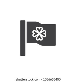 Flag with clover vector icon. filled flat sign for mobile concept and web design. St. Patrick Day flag simple solid icon. Symbol, logo illustration. 