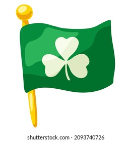 Flag with clower on flagpole. Saint Patricks Day illustration.