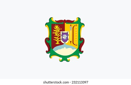 Flag and Coat of arms of Mexican state of Nayarit; isolated on white background. Vector design. Original and simple Nayarit flag isolated vector in official colors and Proportion Correctly  