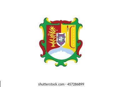 Flag and Coat of arms of Mexican state of Nayarit; isolated on white background. Vector design. Original and simple Nayarit flag isolated vector in official colors and Proportion Correctly