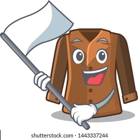 With flag coat hung behind the cartoon door