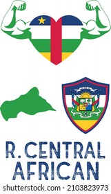 Flag And Coat And Map Of Central African