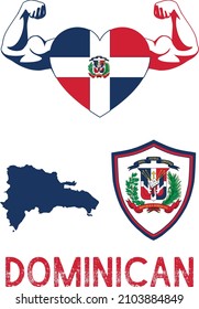 Bandera Y Abrigo Y Mapa Dominicano