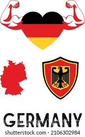 Flag And Coat And Map Of Germany